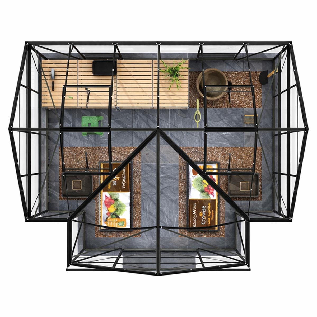 Lykke Kasvihuone T-muotoinen musta 10,2 m2