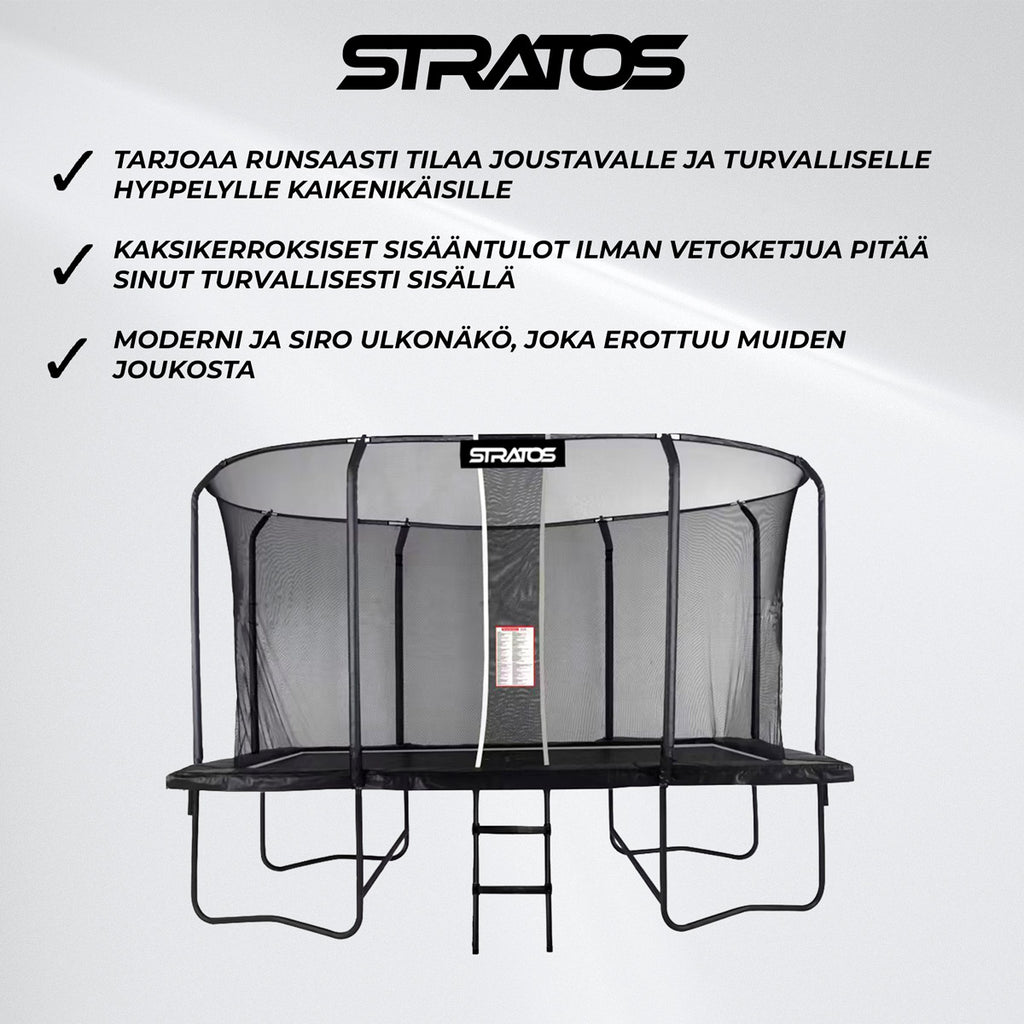 Stratos Suorakaide Trampoliini 275x427 cm Premium Black Line