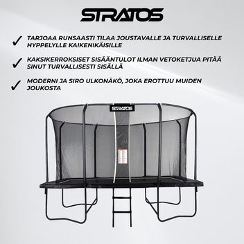 Stratos Suorakaide Trampoliini 275x427 cm Premium Black Line