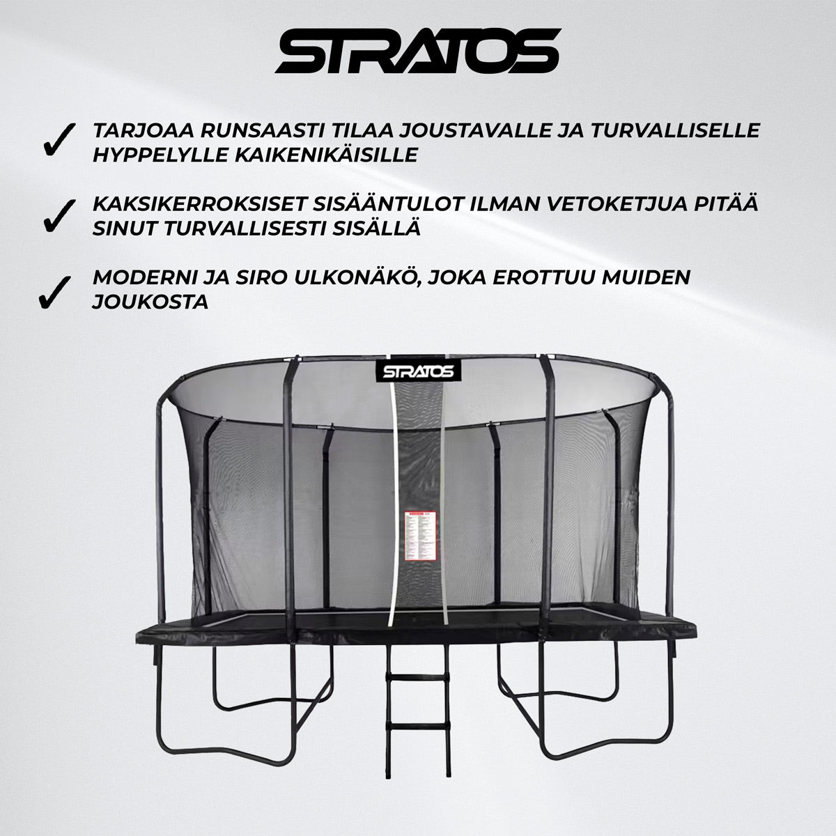 Stratos Suorakaide Trampoliini 275x427 cm Premium Black Line
