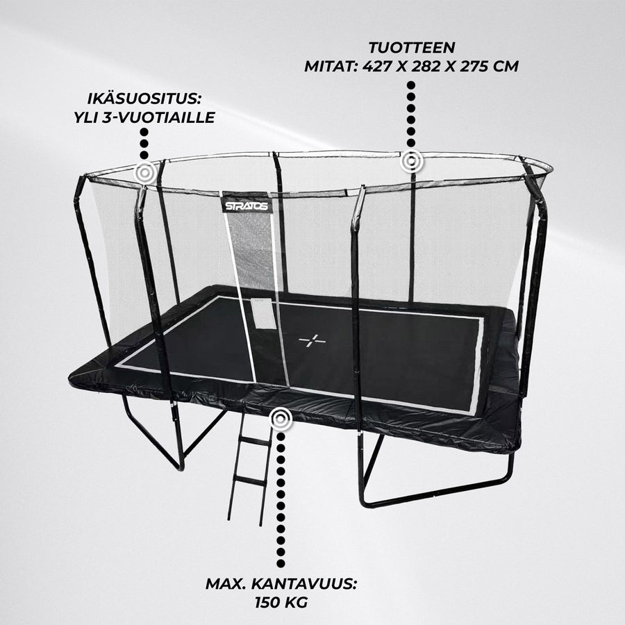 Stratos Suorakaide Trampoliini 275x427 cm Premium Black Line