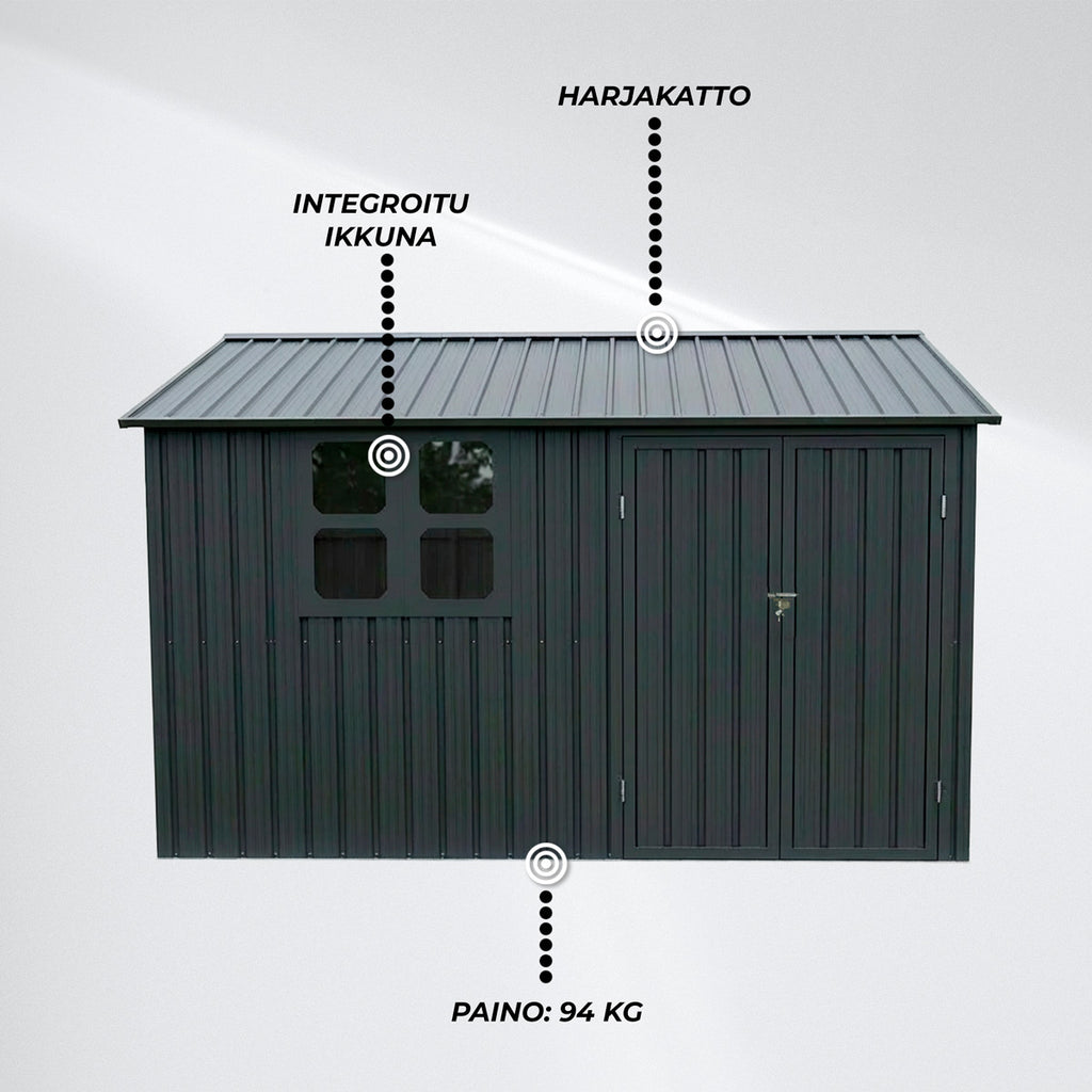 Fornorth Pihavarasto ikkunalla 313x260x205cm, antrasiitti