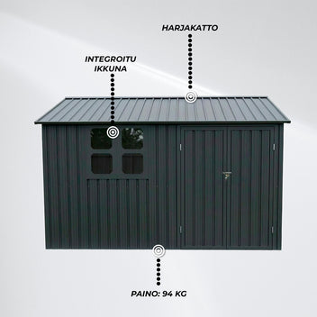 Fornorth Pihavarasto ikkunalla 313x260x205cm, antrasiitti