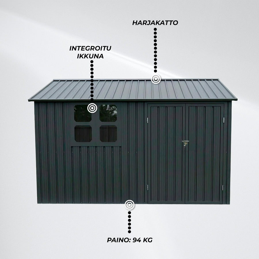 Fornorth Pihavarasto ikkunalla 313x260x205cm, antrasiitti