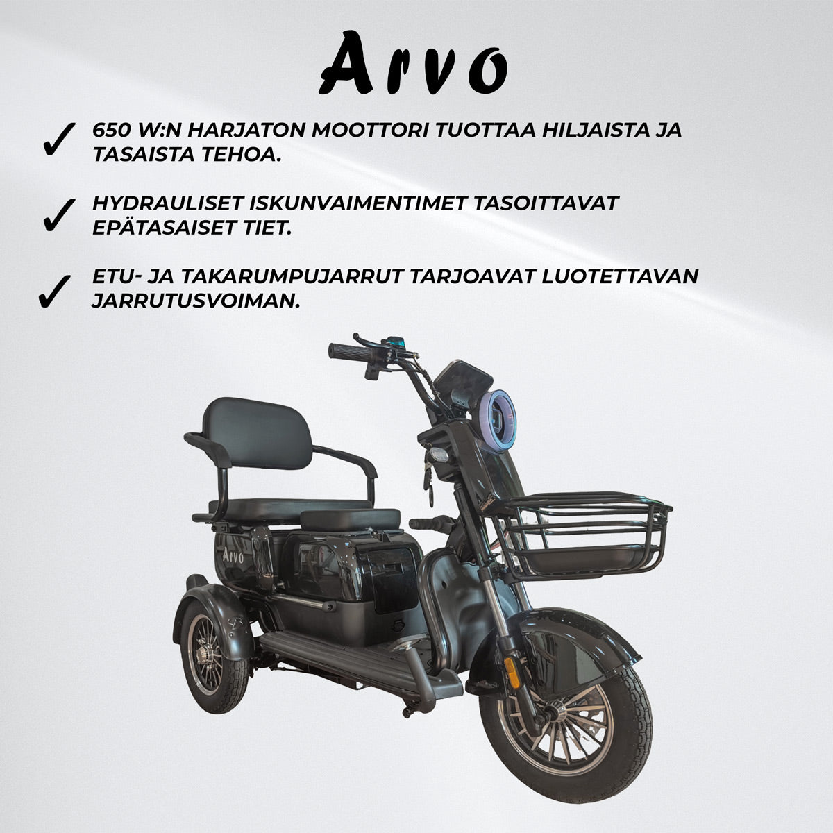 Arvo Senioriskootteri P250 Musta