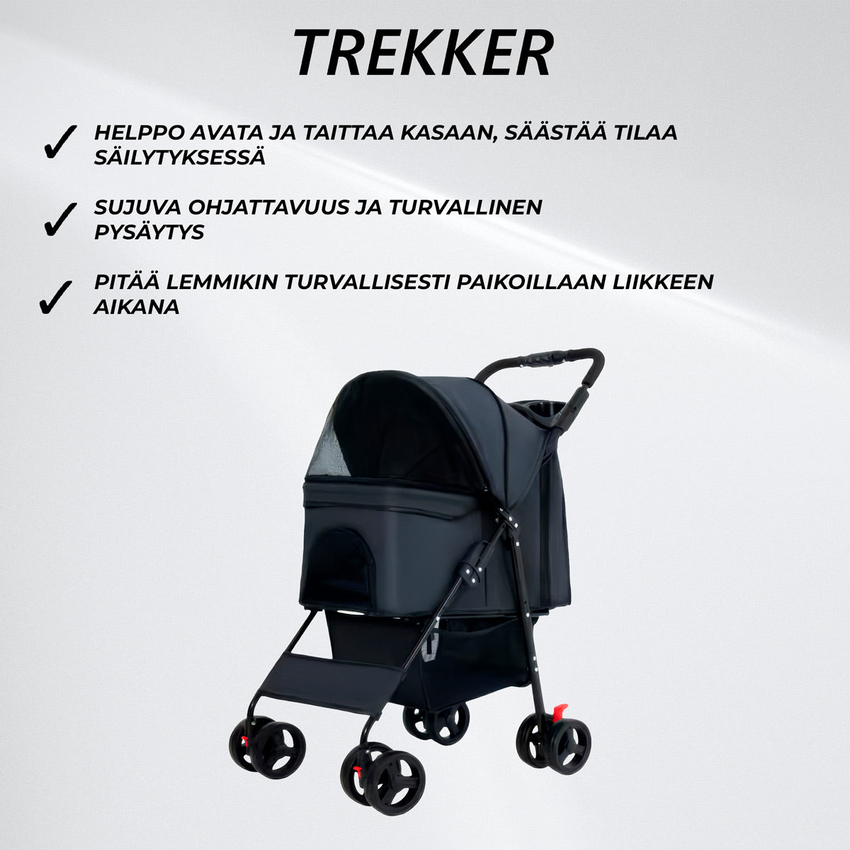 Trekker Lemmikkirattaat 15 kg, Musta