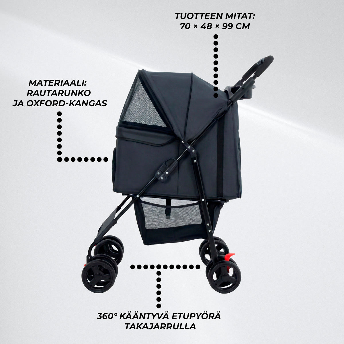 Trekker Lemmikkirattaat 15 kg, Musta