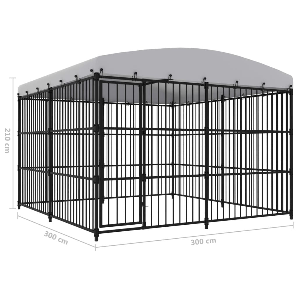 Koiratarha 3x3m katoksella, musta
