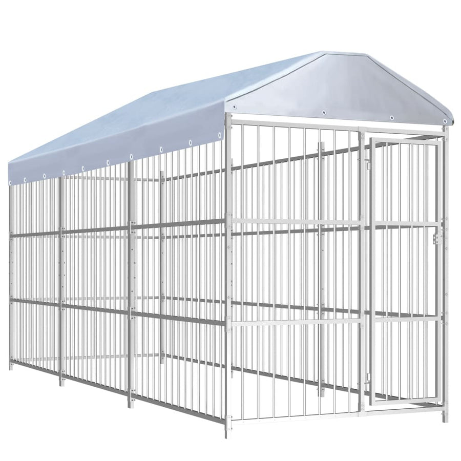Hundkoja 4,5 x 1,5 m med tak
