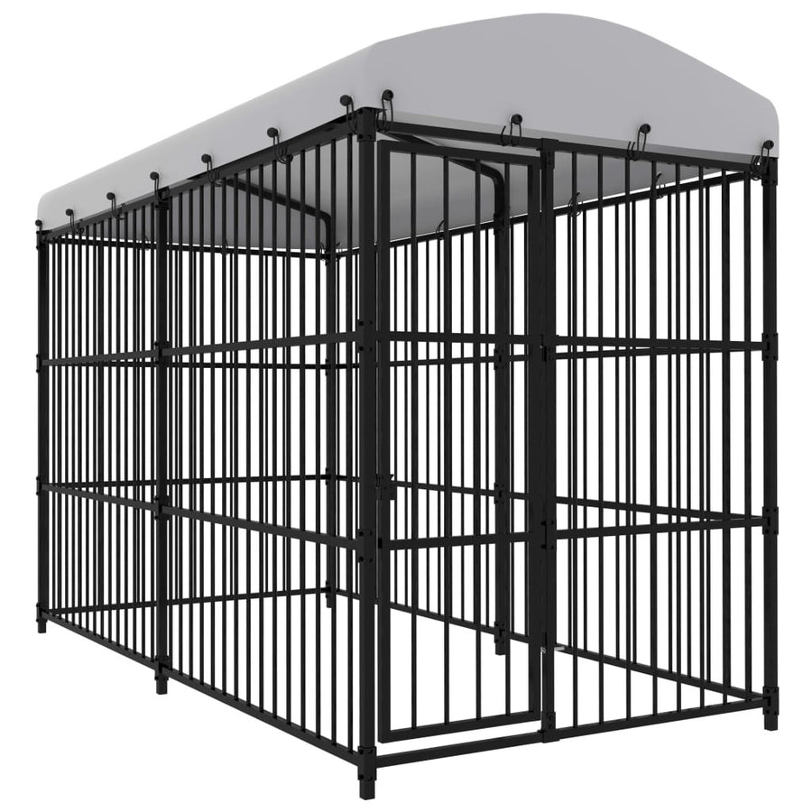 Hundkoja 3x1,5 m med tak, svart