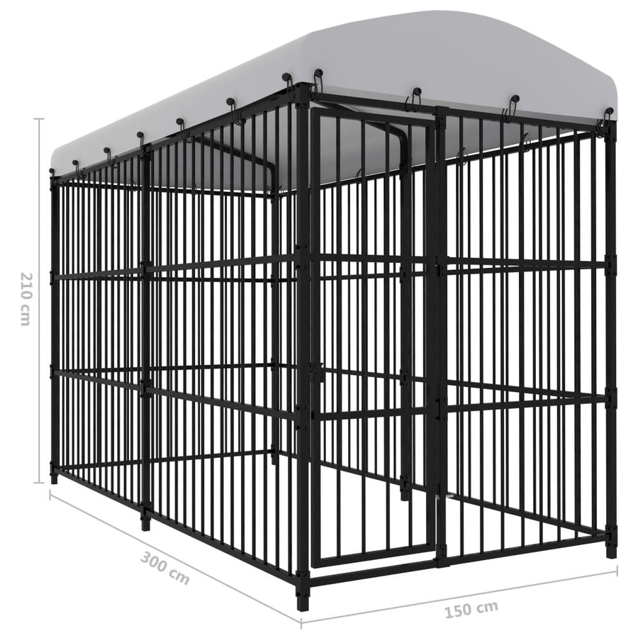Hundkoja 3x1,5 m med tak, svart