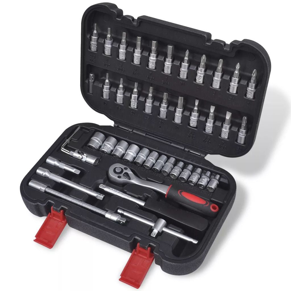 46-osainen 1/4" Hylsysarja Pikairroitus Räikkäsarjalla