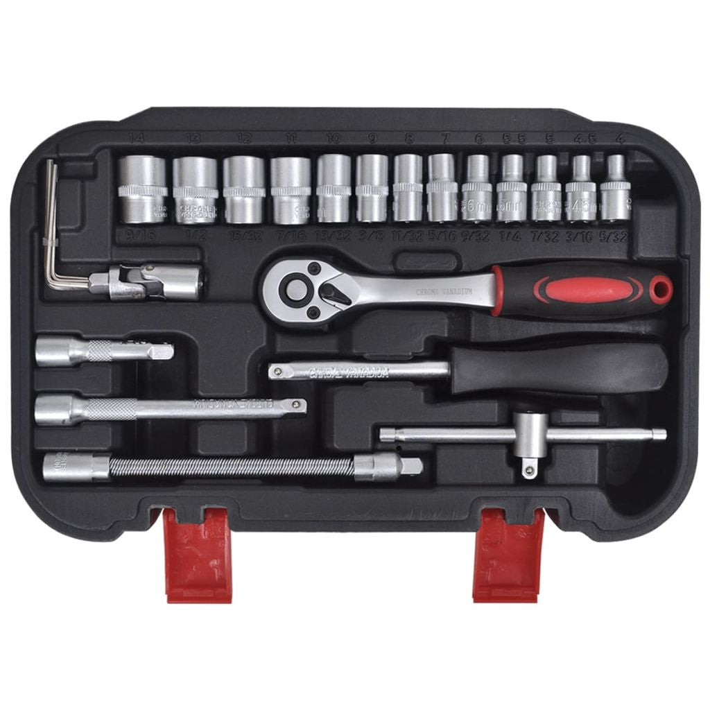 46-osainen 1/4" Hylsysarja Pikairroitus Räikkäsarjalla