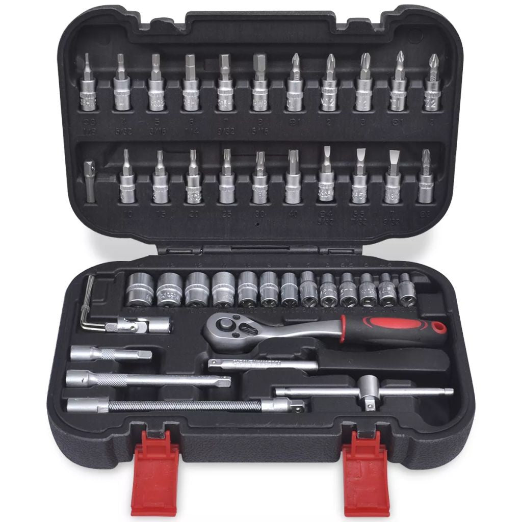 46-osainen 1/4" Hylsysarja Pikairroitus Räikkäsarjalla