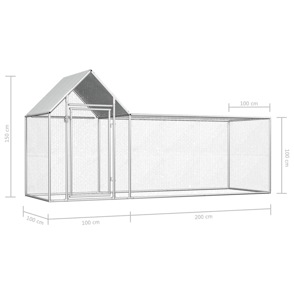 Hönshus 3x1x1,5 m galvaniserat stål