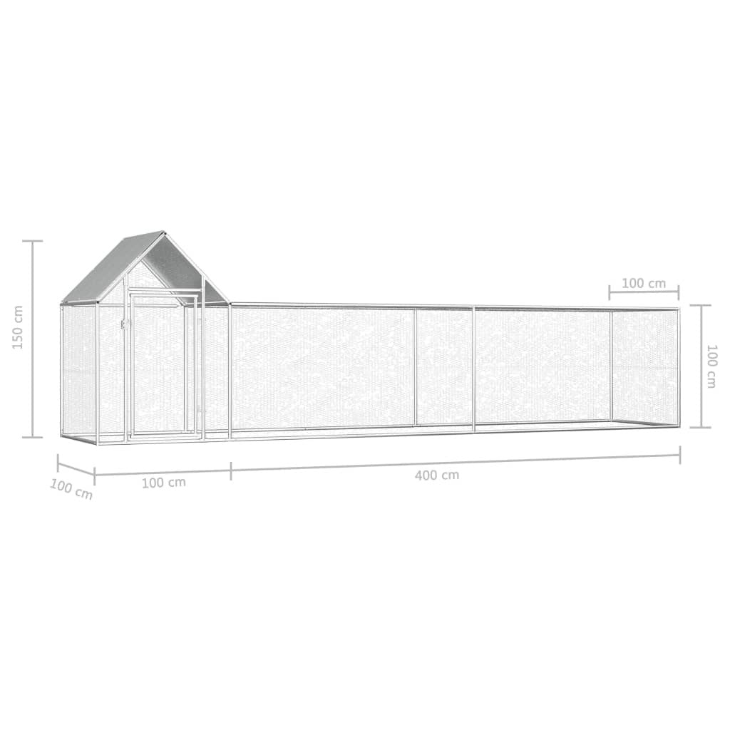 Hönshus 5x1x1,5 m galvaniserat stål