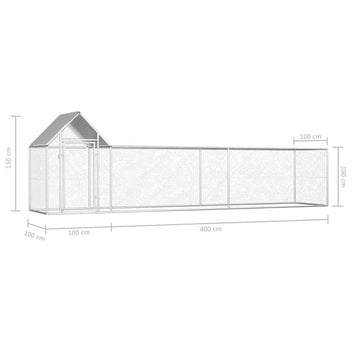 Hönshus 5x1x1,5 m galvaniserat stål