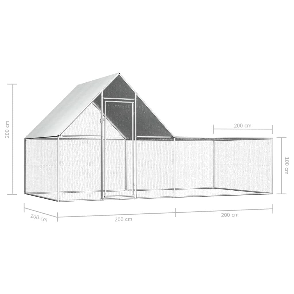 Hönshus 4x2x2 m galvaniserat stål