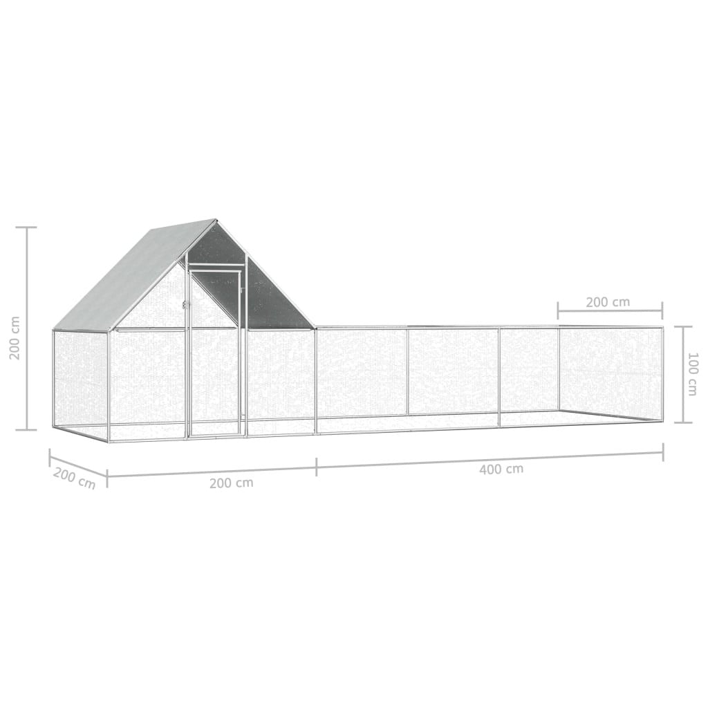 Hönshus 6x2x2 m galvaniserat stål