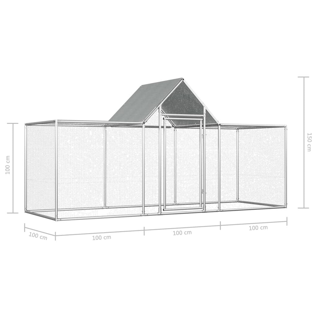 Hönshus 3x1x1,5 m galvaniserat stål