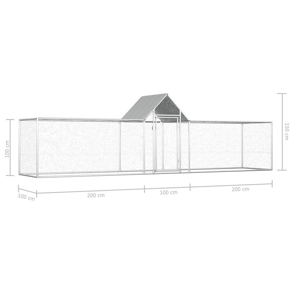 Hönshus 5x1x1,5 m galvaniserat stål