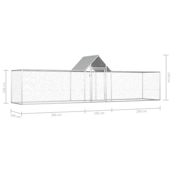Hönshus 5x1x1,5 m galvaniserat stål