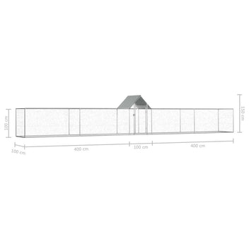 Hönshus 9x1x1,5 m galvaniserat stål