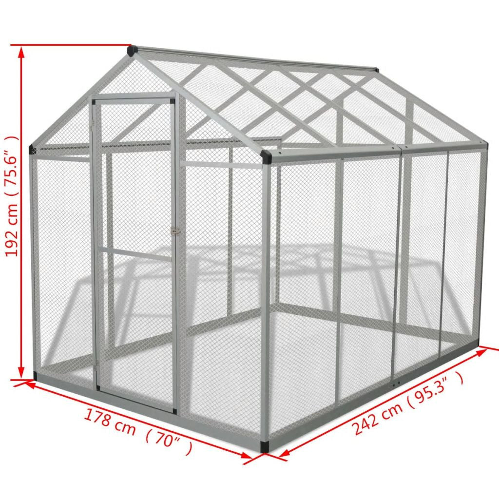 Lintuhäkki ulkotiloihin alumiini 178x242x192 cm