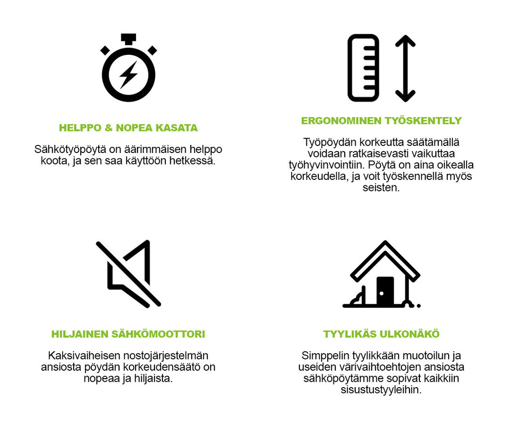 Pohjola Indoor Sähköpöytä 140 x 70cm, Valkoinen