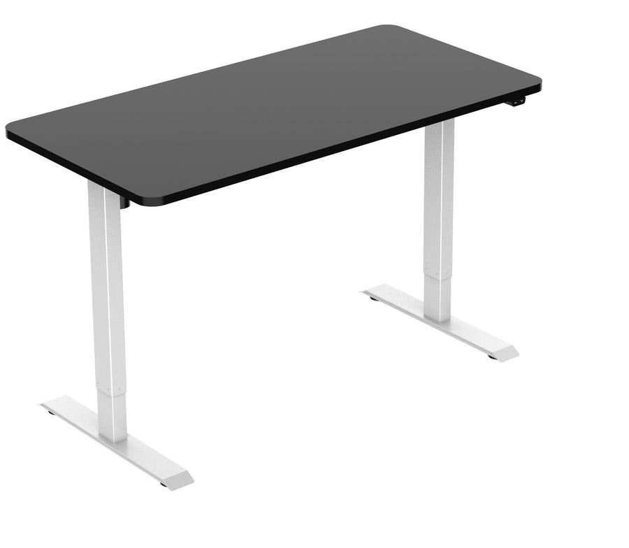 Sähköpöytä 120 x 60 cm – korkeussäätö 71–121 cm, 70 kg, valkoinen/musta