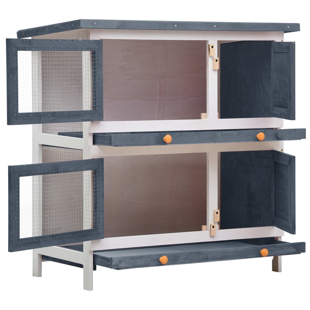 Kaninbur för utomhusbruk med 4 dörrar, 3 olika färger