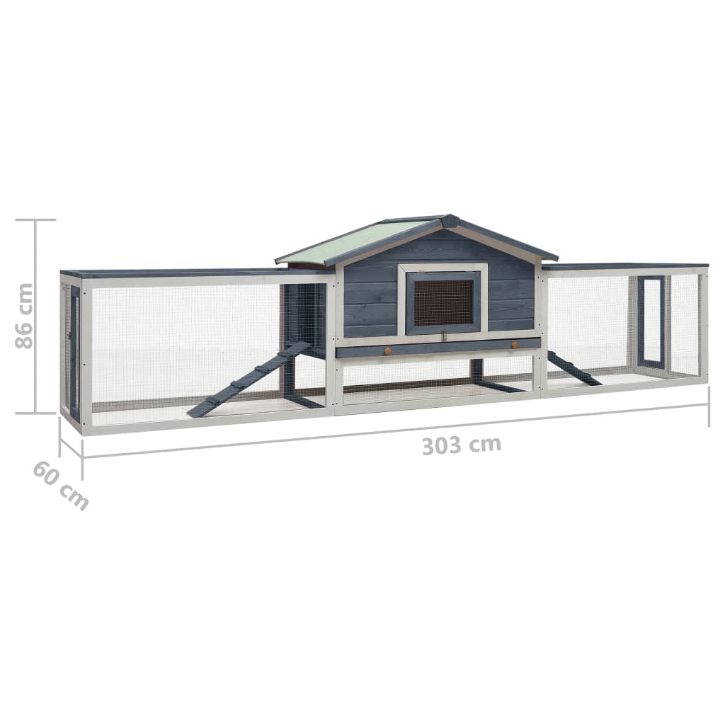 Kaninkoppi harmaa 303x60x86 cm