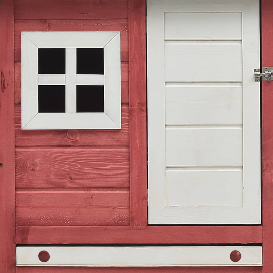 Hönshus, rött, 170x81x110 cm, massiv furu och gran