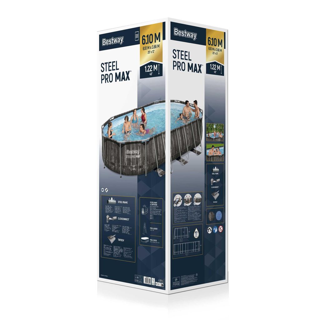 POWER STEEL OVAL POOL SET 6.10 x 3.66 x 1.22 M