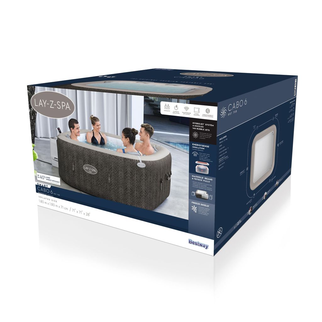 Ulkoporeallas Bestway Lay-Z-Spa Cabo Smart Hydrojet 6, 4-6 henkilöä, 144 suutinta