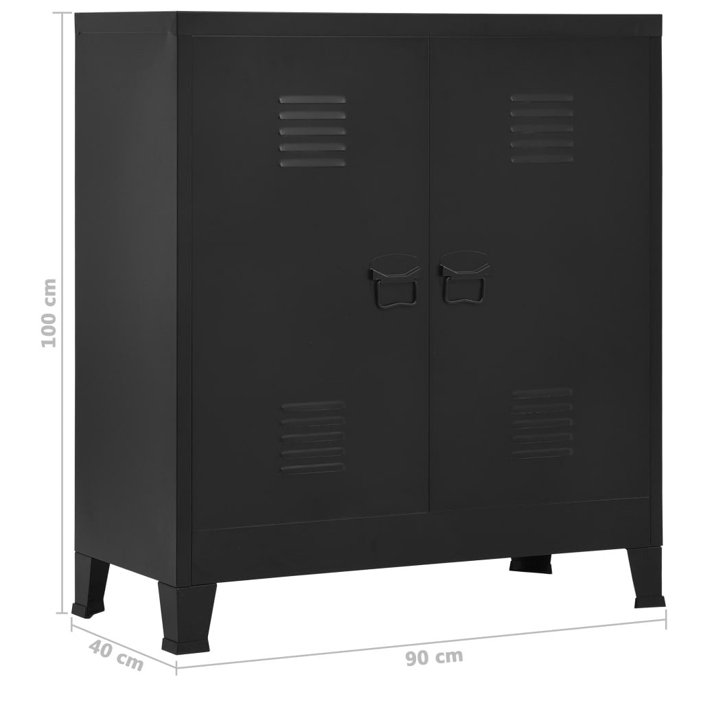 Arkistokaappi teollinen musta 90x40x100 cm teräs