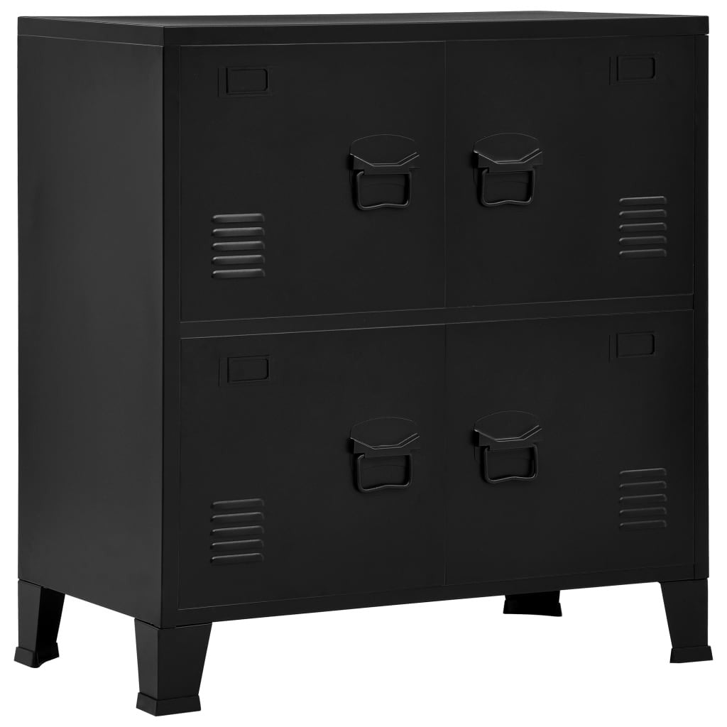 Arkistokaappi 4 ovella teollinen musta 75x40x80 cm teräs