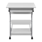 Tietokonepöytä ulosvedettävällä näppäimistötasolla Valkoinen