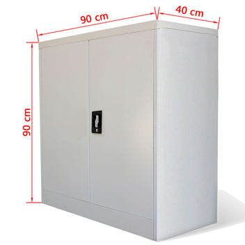 Toimistokaappi 2 ovella 90 cm harmaa metalli
