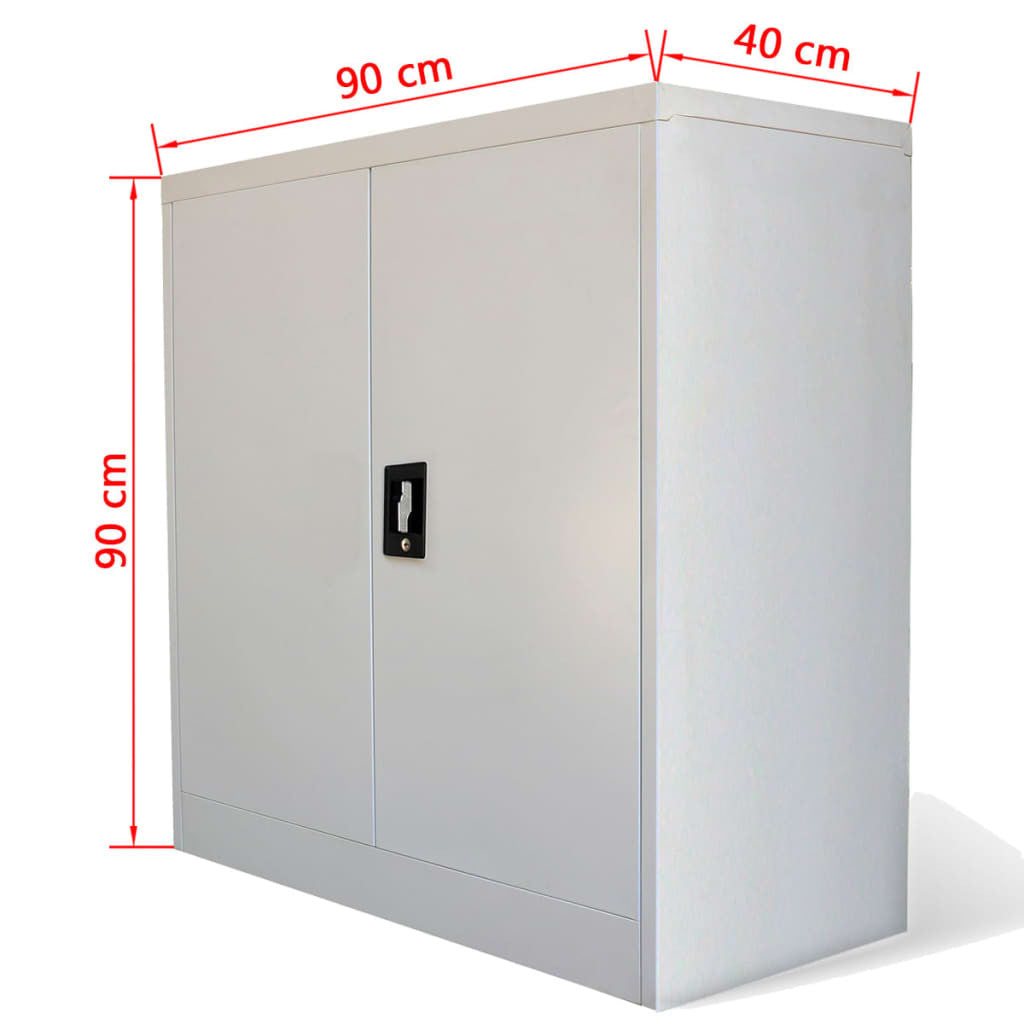 Toimistokaappi 2 ovella 90 cm harmaa metalli