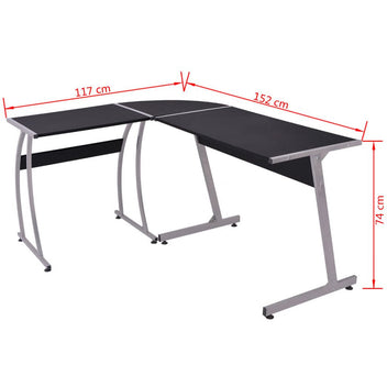 Hörnbord, L-form, svart
