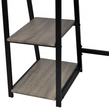 Skrivbord med 2 hyllor, grått och ekfärgat
