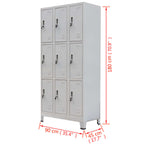 Lukkokaappi 9 lokerolla teräs 90x45x180 cm Harmaa