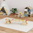 Lasten keinulauta ja tasapainopuomi 2-in-1, puu, 133 x 38 x 24 cm, 2–4 v