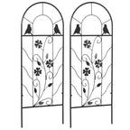 Koristeelliset metallisäleiköt linnuilla ja apilakuviolla, 2 kpl, 38 x 98 cm, musta