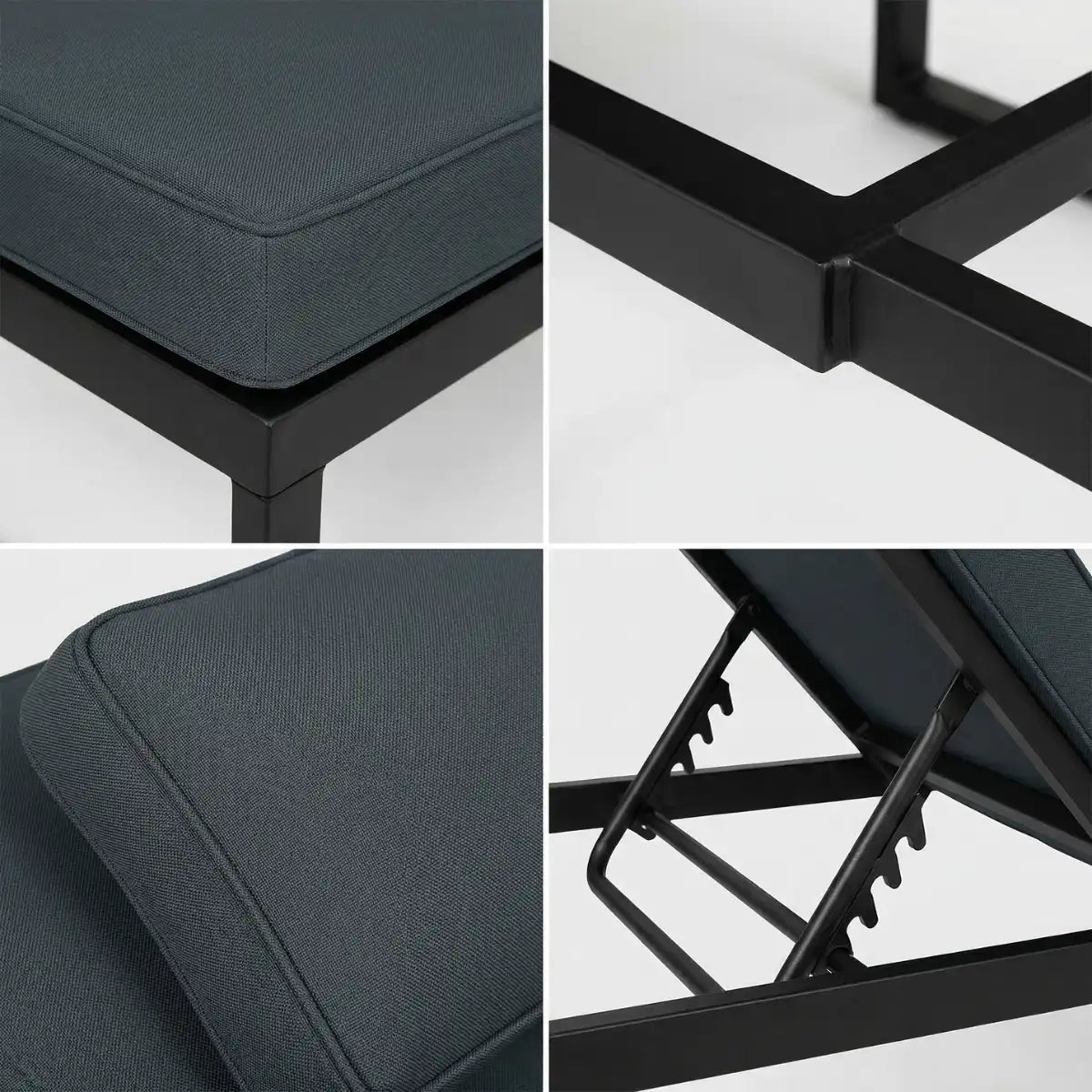 Pohjola Garden Aurinkotuoli Säädettävällä Selkänojalla 200 cm, Musta/harmaa, ILONA