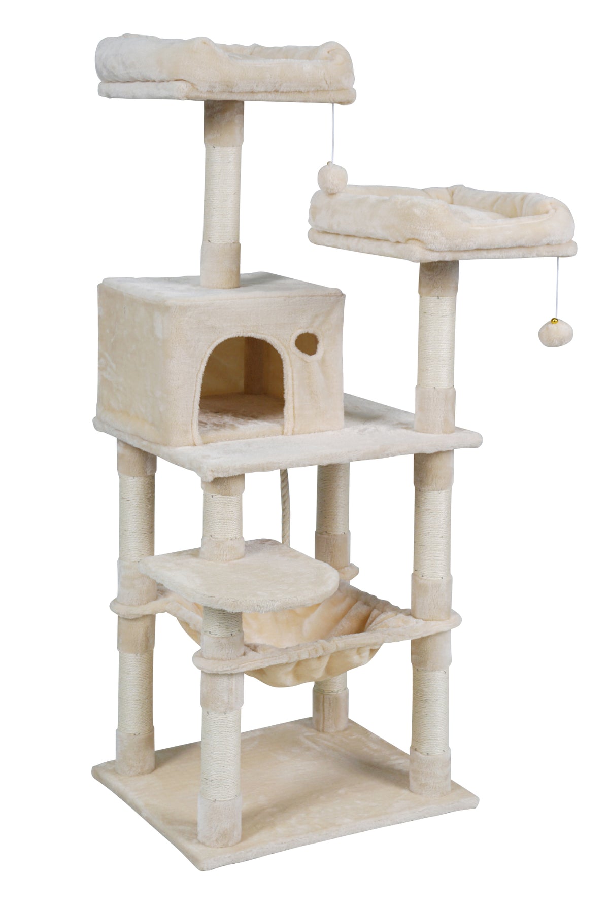 Kissan raapimispuu 143 cm – sisalpinnat, piiloluola, beige