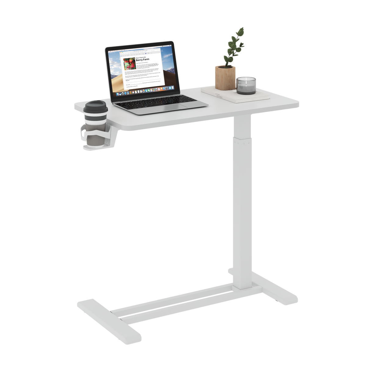 Flexispot justerbart sidobord 70 x 40 cm, vitt