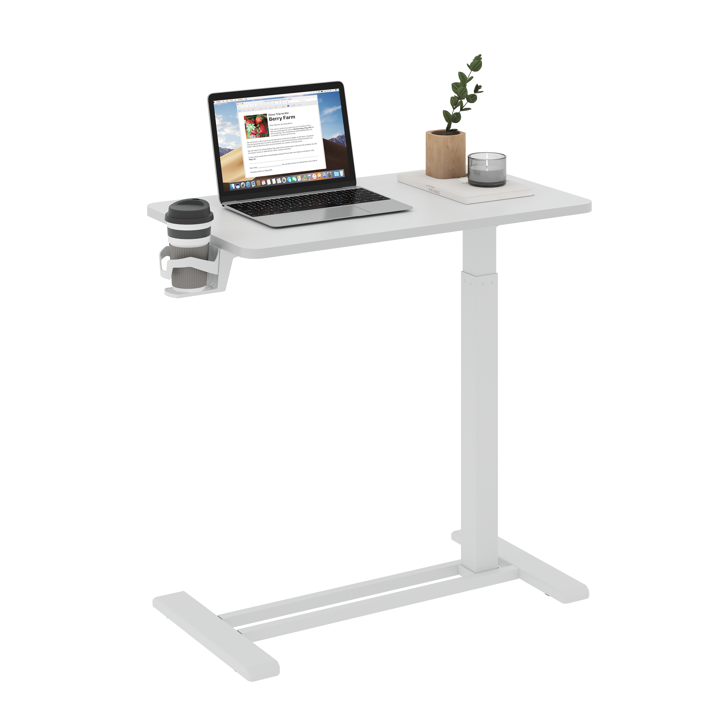 Flexispot Säädettävä Sivupöytä 70 x 40cm, Valkoinen