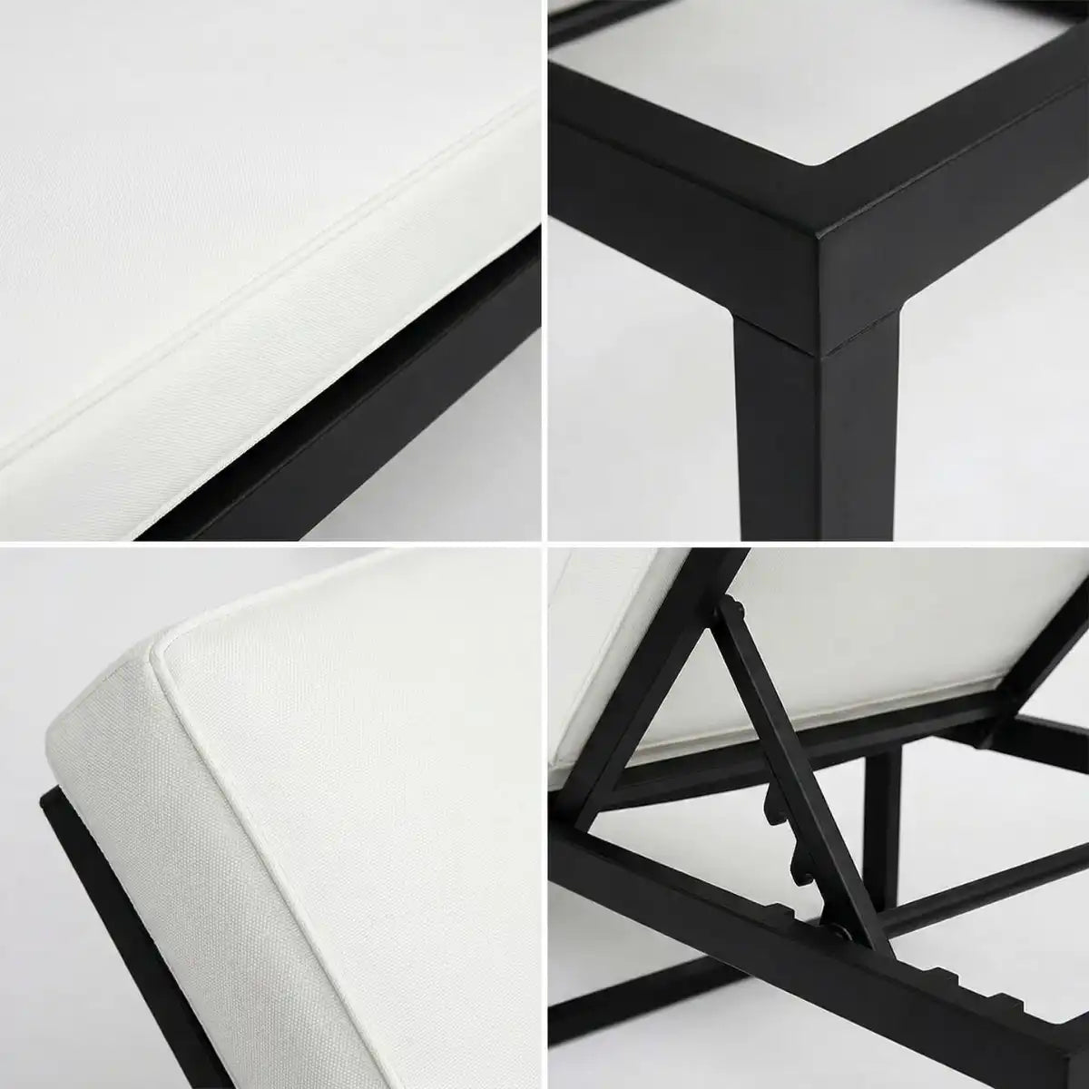 Lund & Leaf solstol med justerbart ryggstöd 200 cm, svart/beige, ILONA